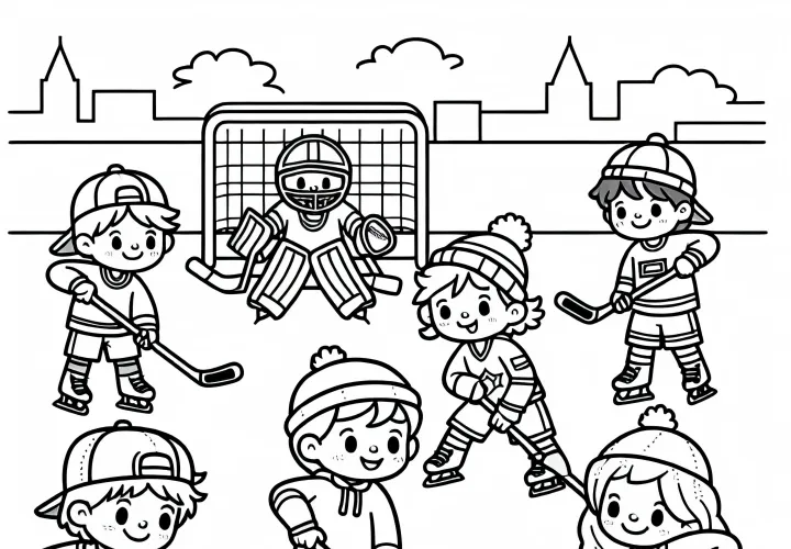 Free download of children's ice hockey coloring page