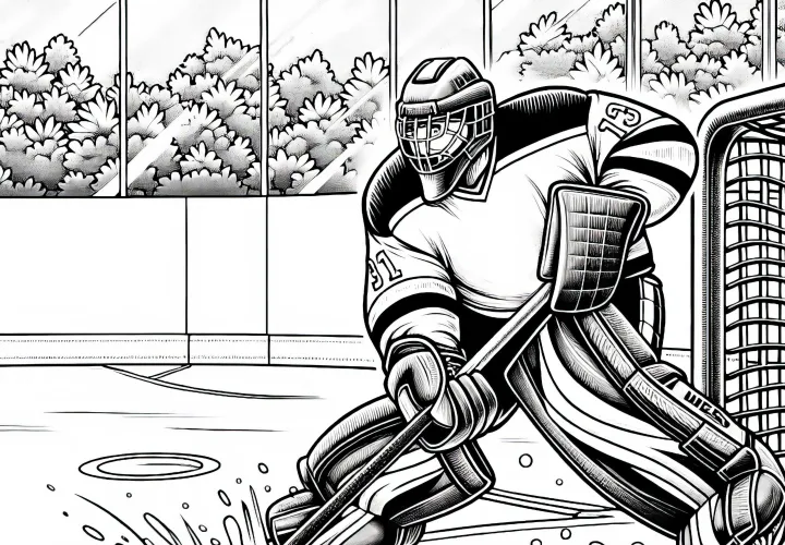 Ice Hockey Player Coloring Page Detailed Free