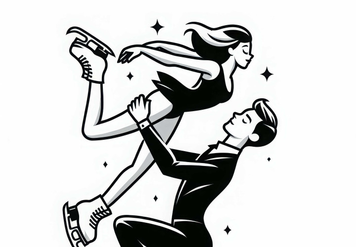 Dupla de patinação artística levanta figura acrobática - Desenho para colorir gratuito Casal de patinação artística levanta figura acrobática – Desenho para colorir gratuito