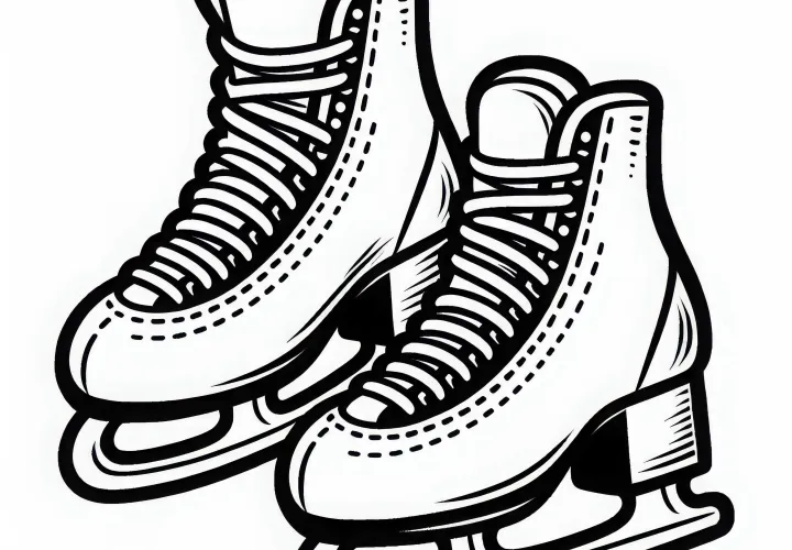 Free coloring page of ice skating shoes