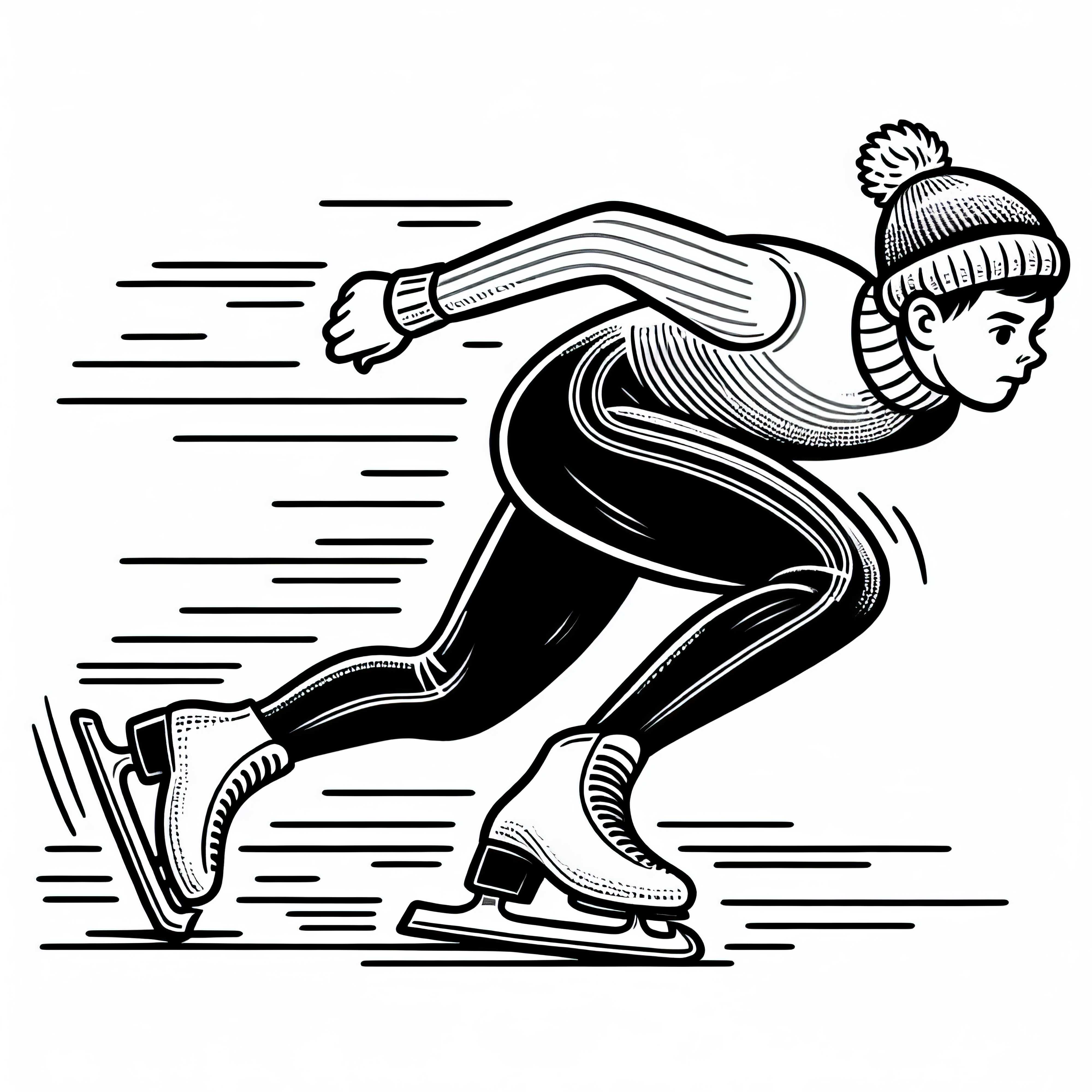 El patinador de velocidad se inclina hacia adelante y acelera - Imagen para colorear gratuita