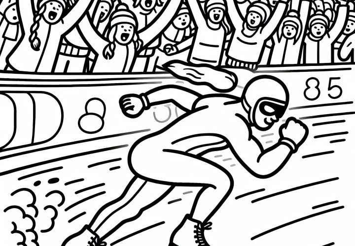 Dibujo para colorear de la recta final en patinaje de velocidad gratis