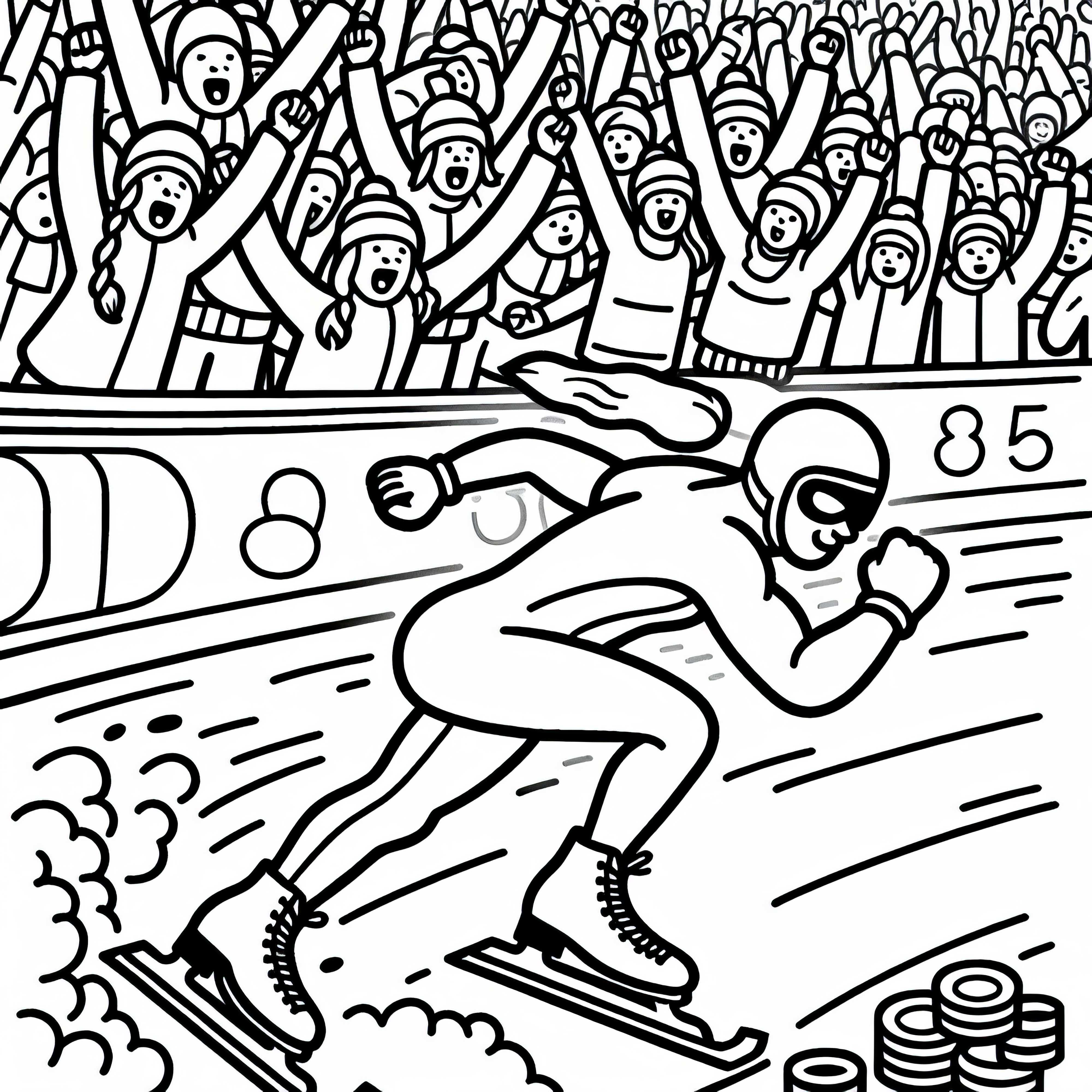 Dibujo para colorear de la recta de meta en patinaje de velocidad gratis