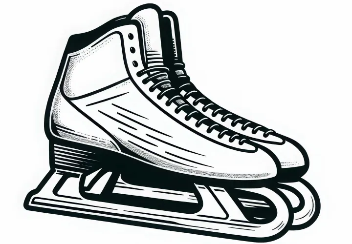 Free coloring page of speed skating shoes with long blades