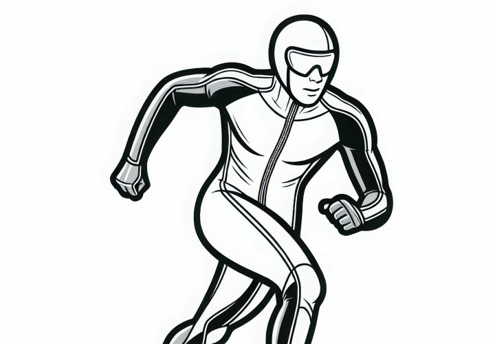 Plantilla para colorear de patinador de velocidad gratuita