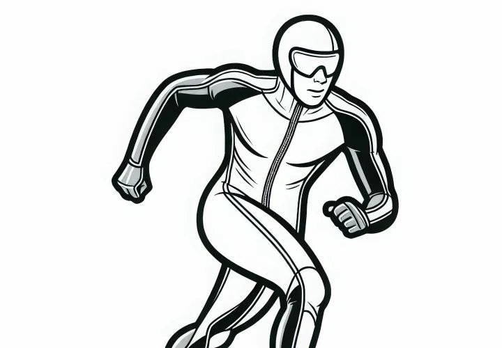 Speed Skater Coloring Page Free