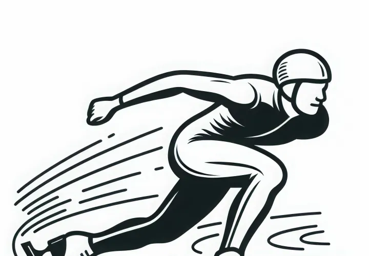 Speed skater glides elegantly over the ice - Free coloring page