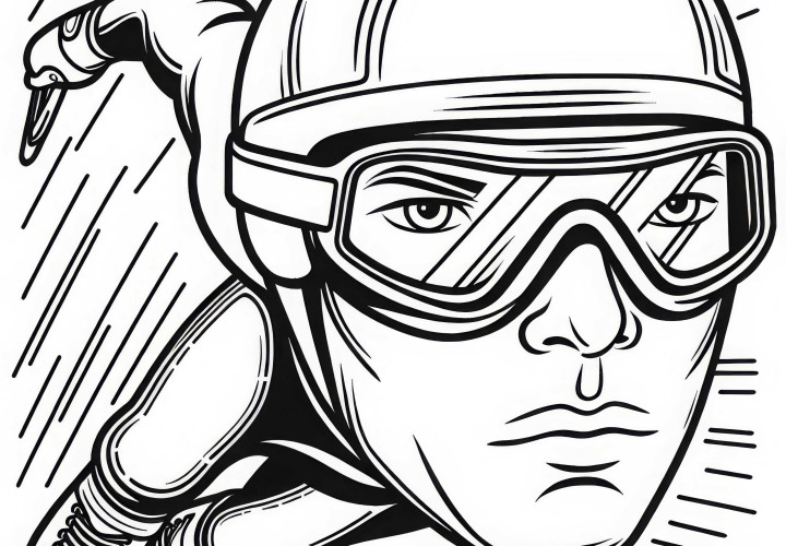 Gafas de protección para patinadores de velocidad sobre hielo - Imagen para colorear para descargar gratis