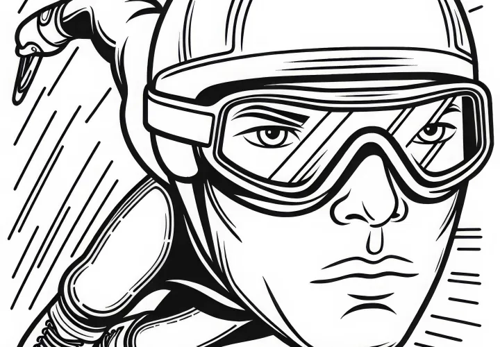 Protective glasses for speed skaters - Free Coloring Page Download
