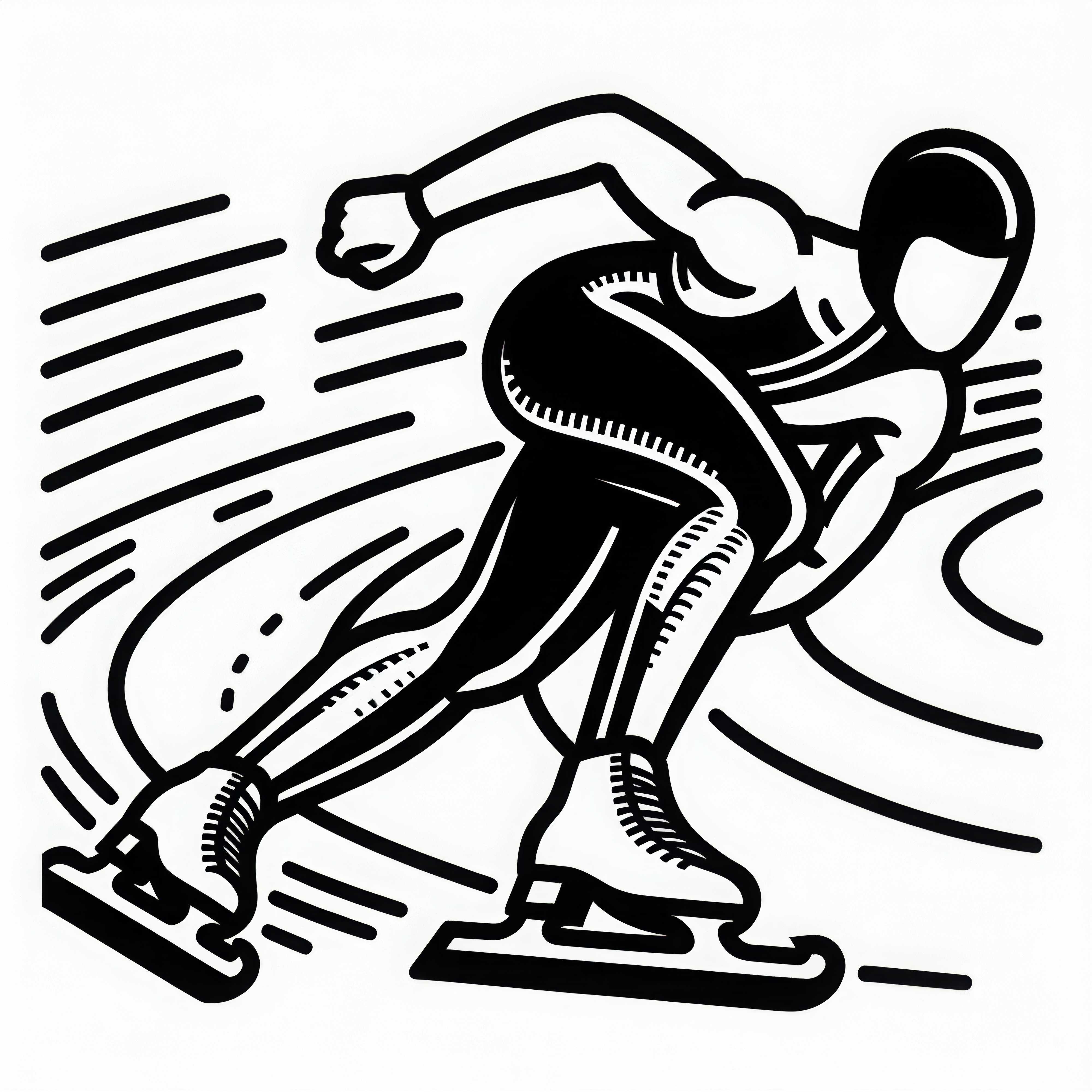 Plantilla para colorear de patinaje de velocidad fácil gratis