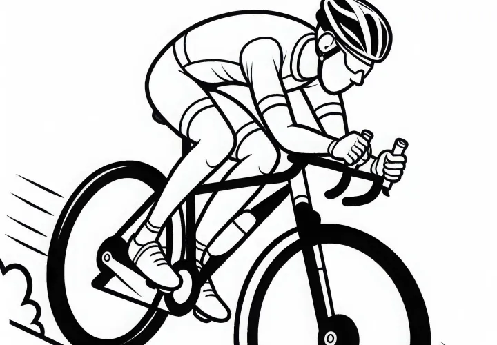 Cyclist races down - Free downhill coloring page
