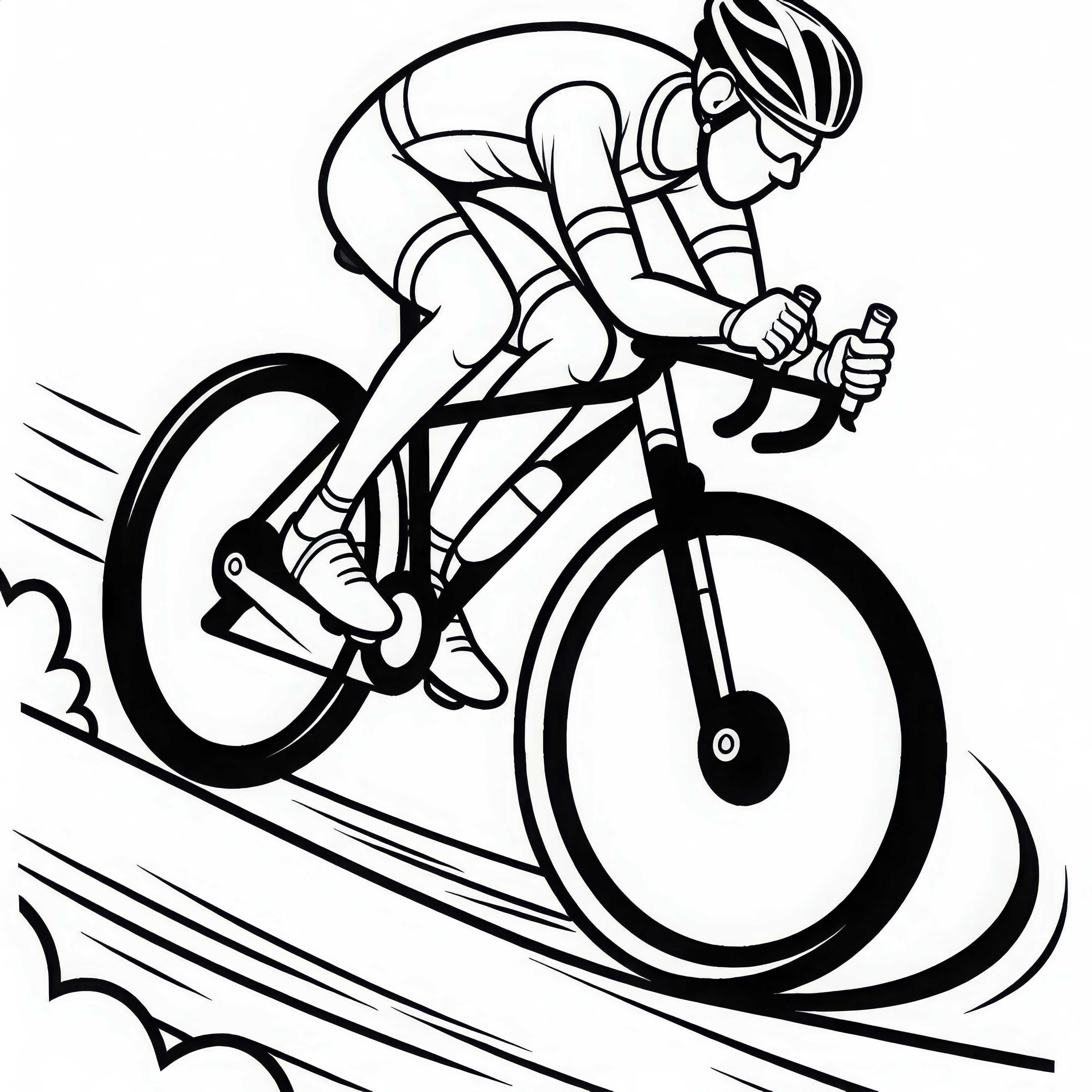 Ciclistul coboară cu viteză - Desen de colorat gratuit