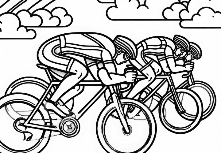 Ciclist la start – Desen de colorat descărcabil gratuit Ciclism – Pictură de colorat, descărcare gratuită
