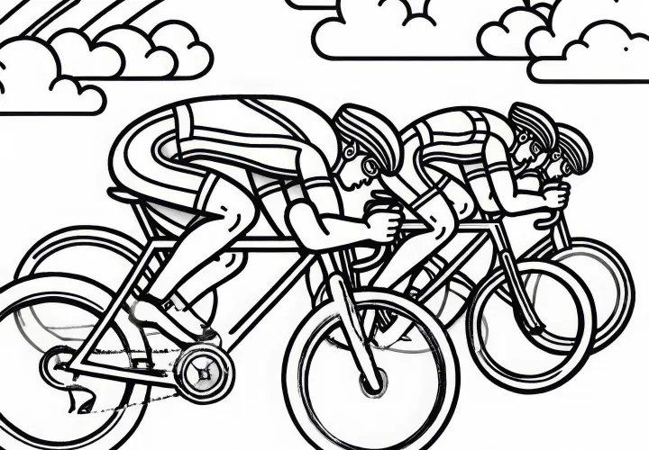Cyclist at the start - Download free coloring page