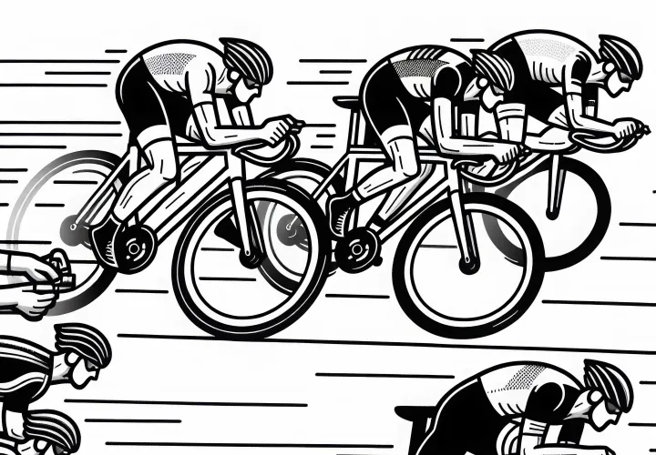 Cyclist in the final sprint - Free coloring page