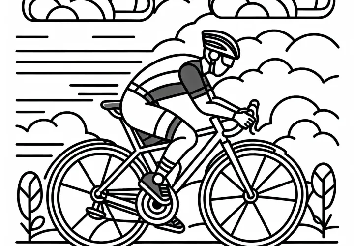 Bicycle Racing Coloring Page Simple Free