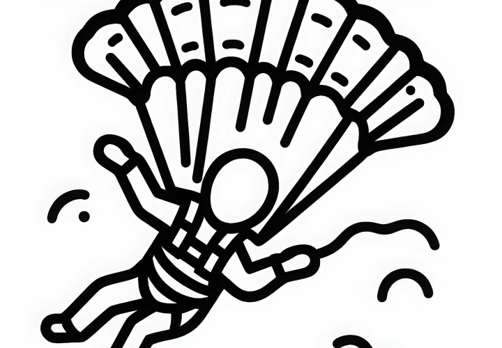 Fallschirm mit Gurtzeug Ausmalbild – Einfach und Gratis