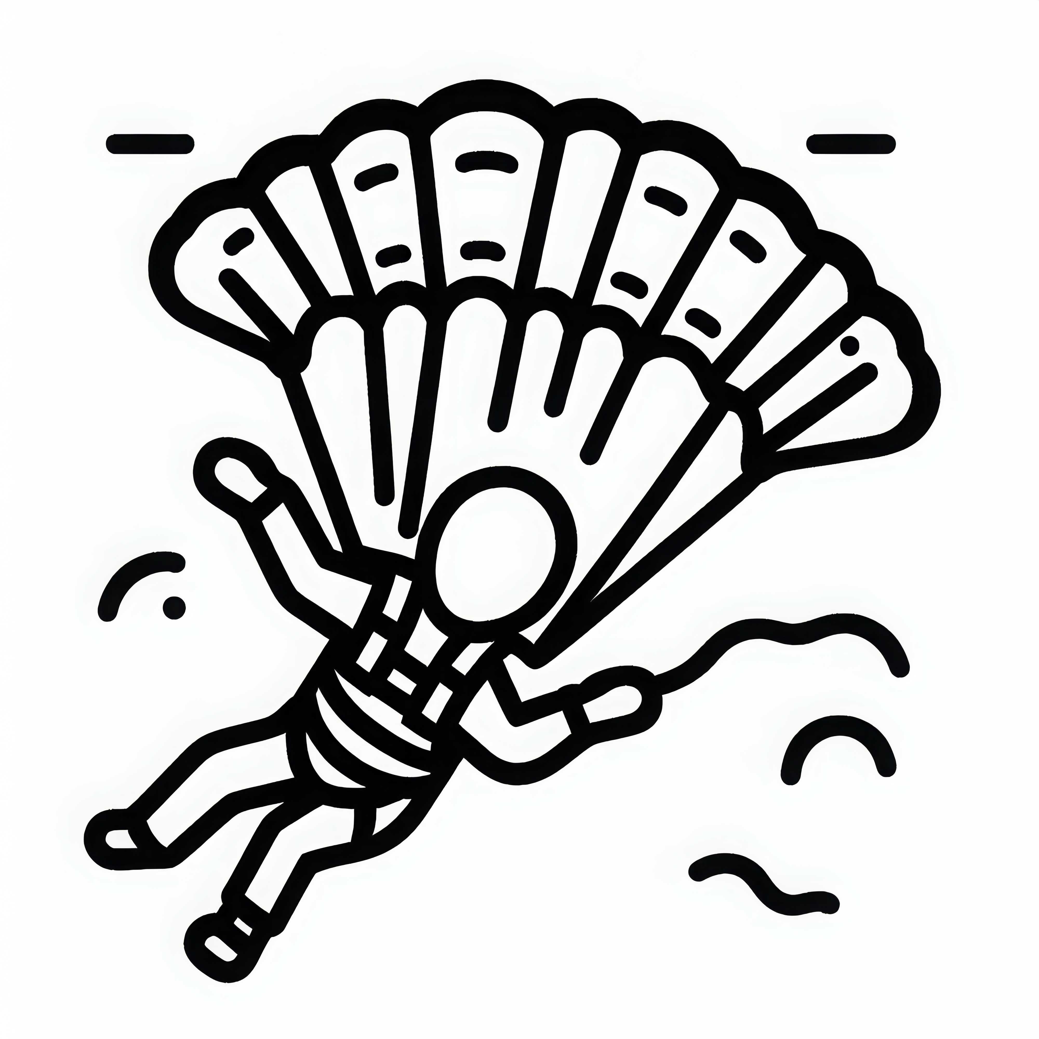 Fallschirm mit Gurtzeug Ausmalbild – Einfach und Gratis