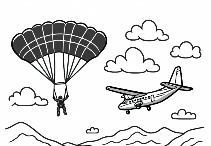 Free parachutist coloring page