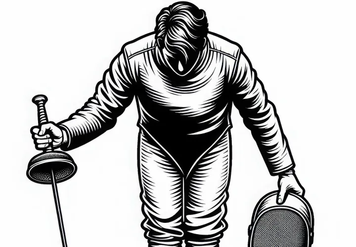 Фехтовальщик кланяется в конце матча – Раскраска бесплатно