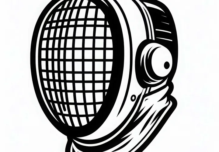 Шлем с решетчатым визором для фехтования в качестве бесплатного раскраски