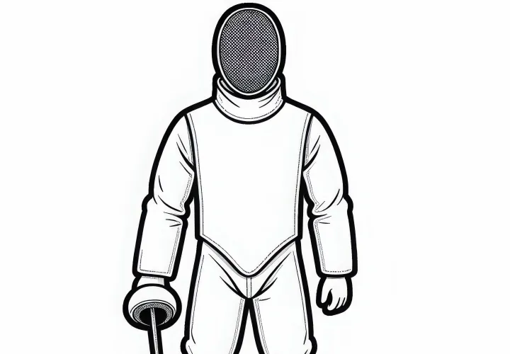 Шаблон раскраски фехтовальной формы с Brustschutz Бесплатно