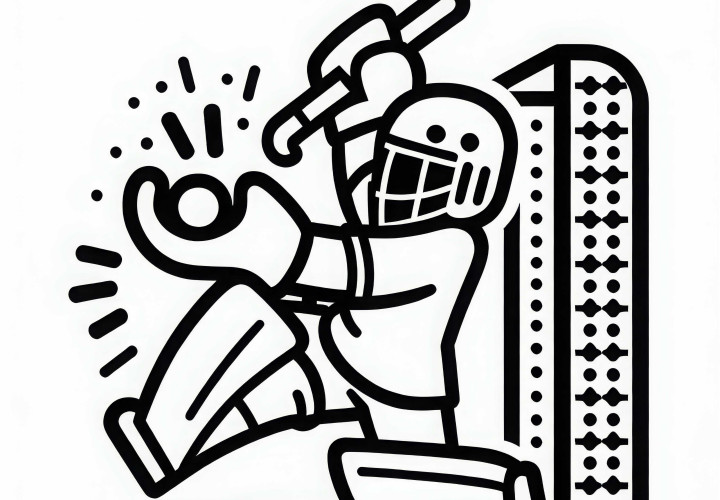 Feldhockey-Torwart macht Parade – Ausmalbild einfach kostenlos