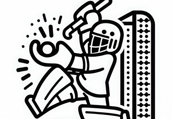 Felt-hockey målvakt gjør en redning – Fargeleggingsbilde enkelt og gratis