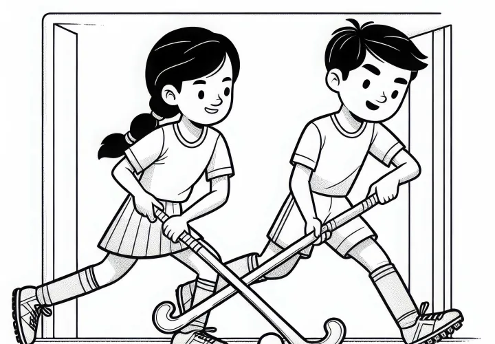 To hjFelt Hockey-spillere kjemper om ballen – Fargelegging bilde gratis