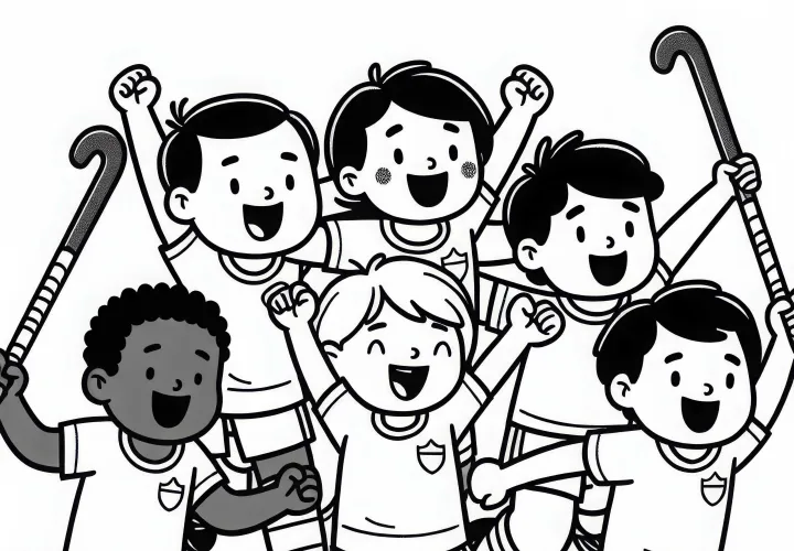 Lag feirer etter mål i herrehockey - Fargeleggingsark gratis