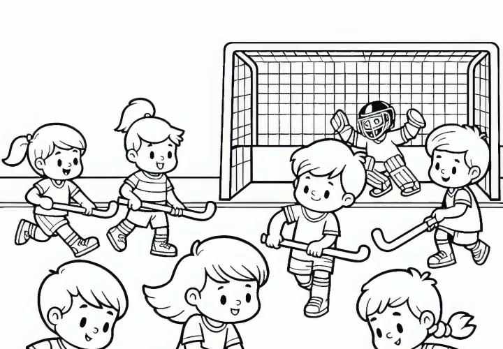 Gratis malebilde av barn som spiller landhockey