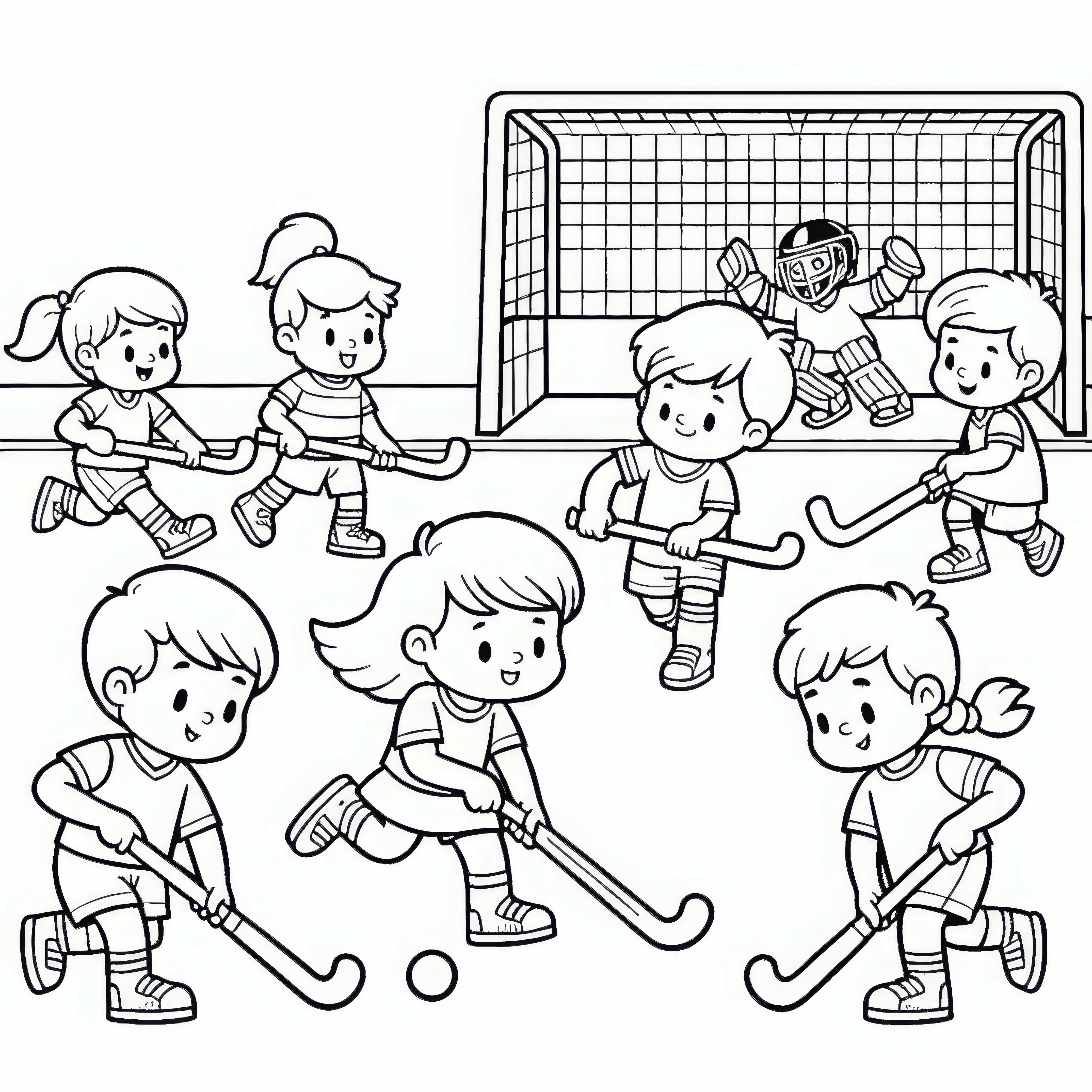 Kinder beim Feldhockey Malvorlage kostenlos