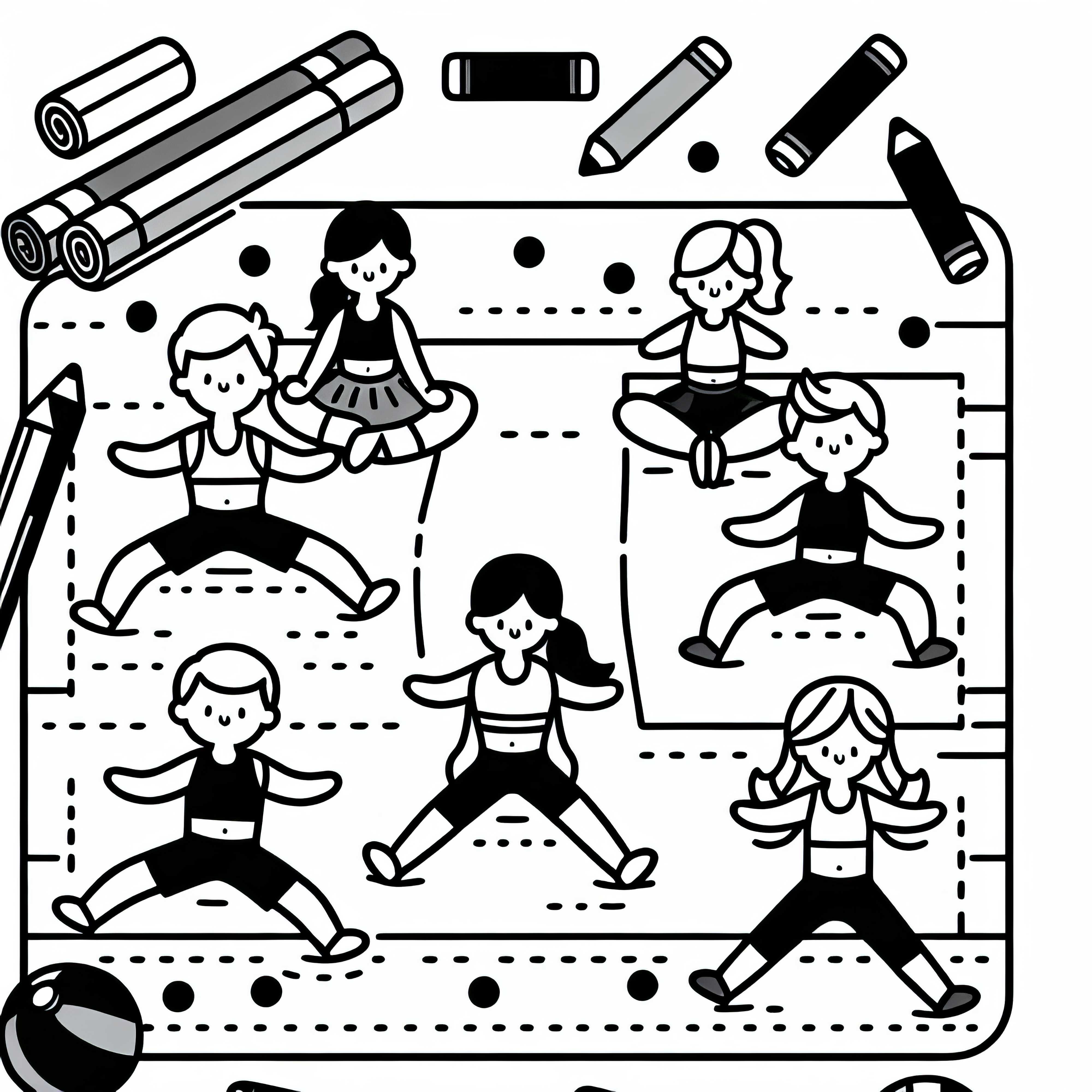 Rühmatreening fitnessmattidega – Värvimisleht lihtne ja tasuta