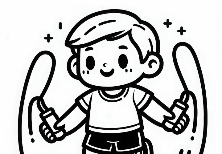 Jump rope for fitness training – coloring page free and simple
