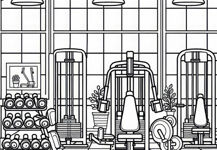 Free coloring page of a gym