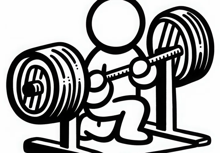 Barbell with weight plates – coloring page easy free