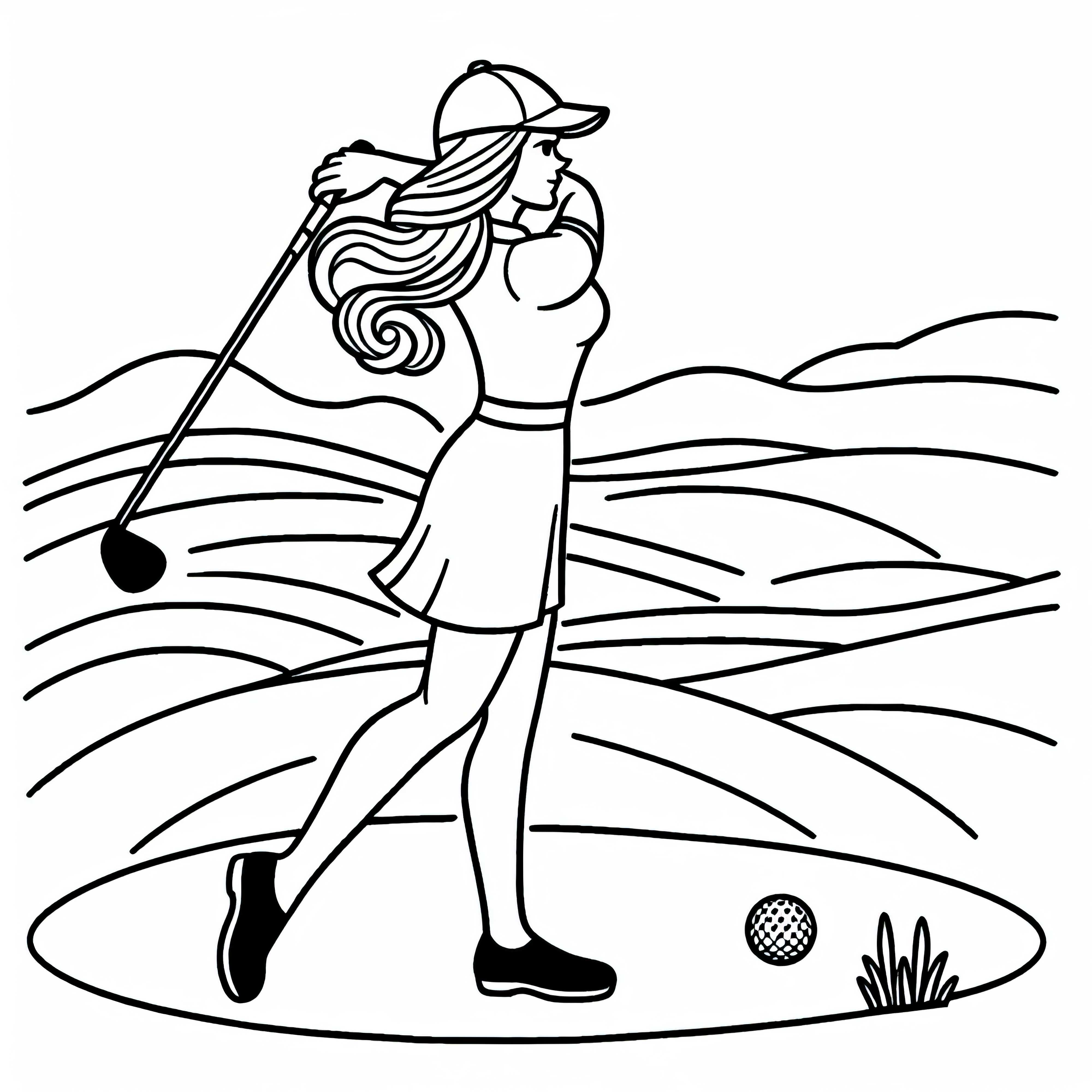 Modelo de Colorir de Golfista Grátis