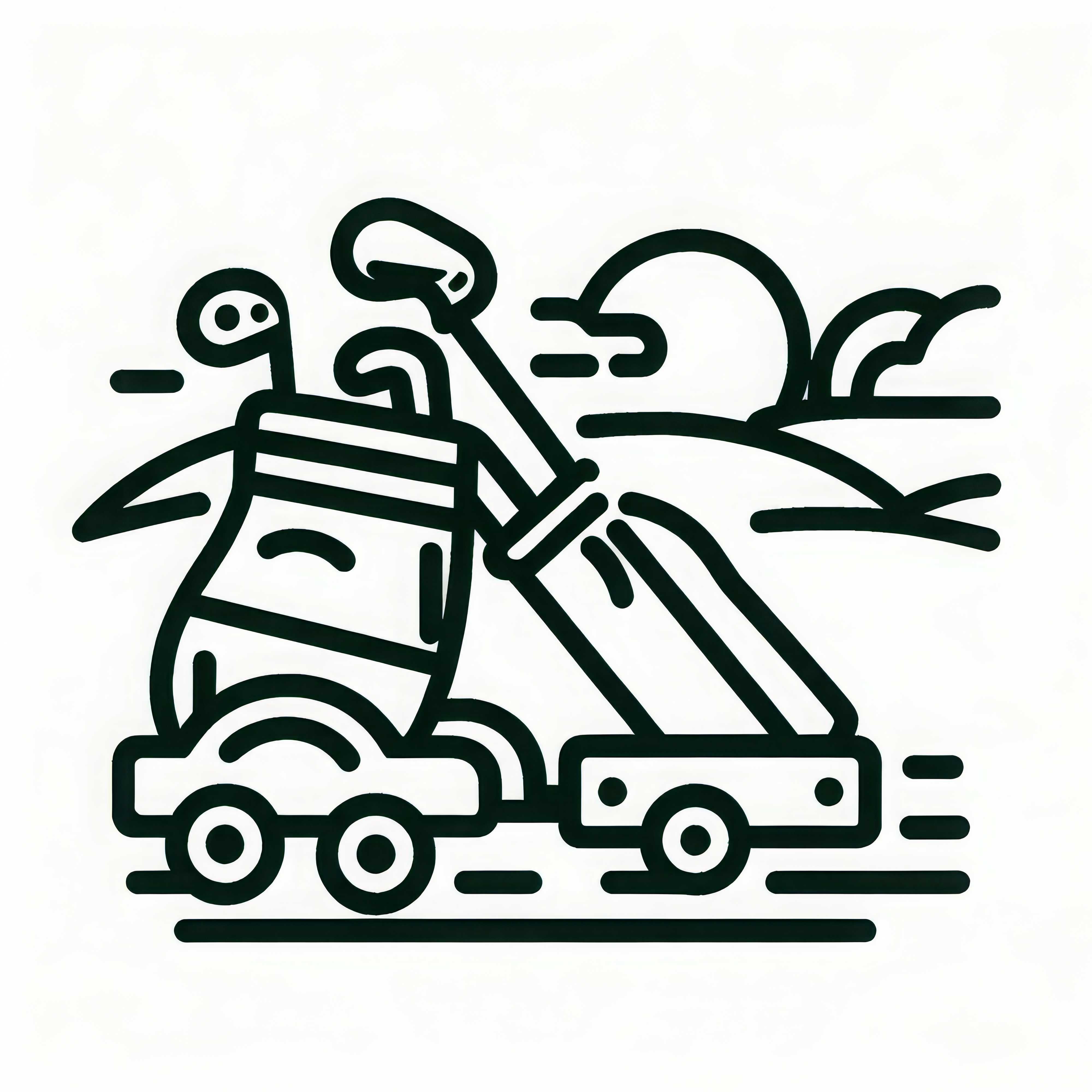 Imagem para colorir de bolsa de golfe no carrinho, fácil e grátis
