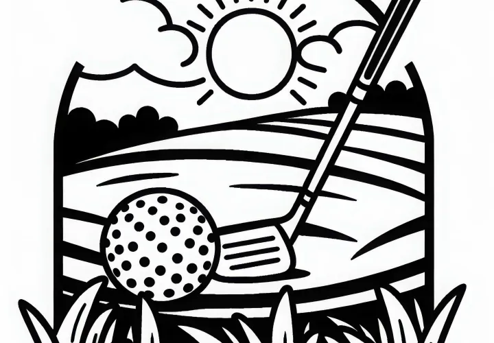 Free download of a simple golf ball coloring page