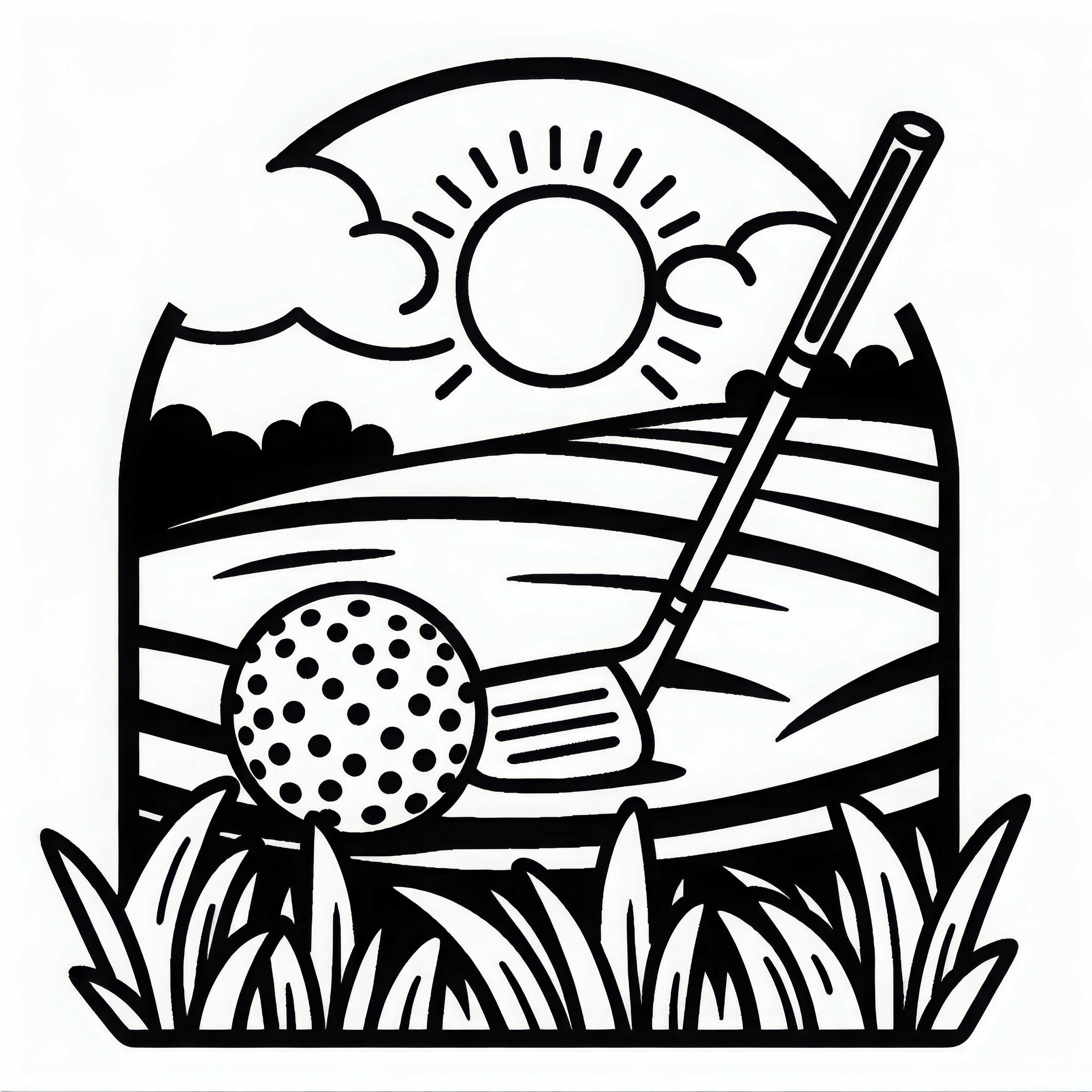 Desenho para colorir de bola de golfe simples para download gratuito