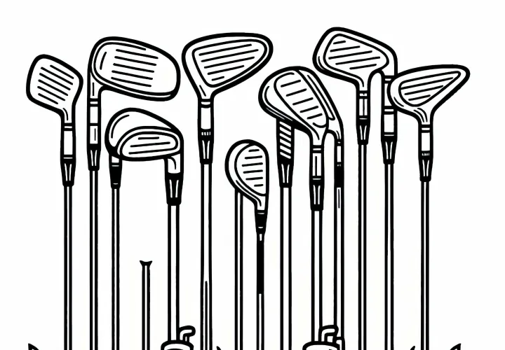 Golf club set coloring template free
