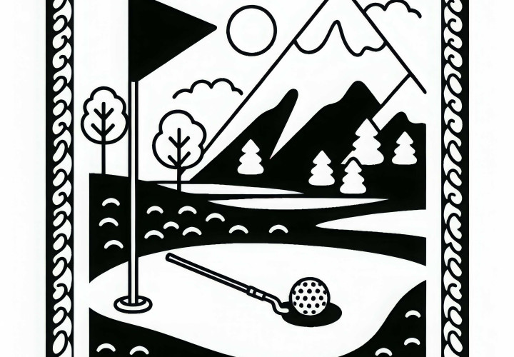 Download and color a free golf course coloring template Download and color in a free golf course coloring page