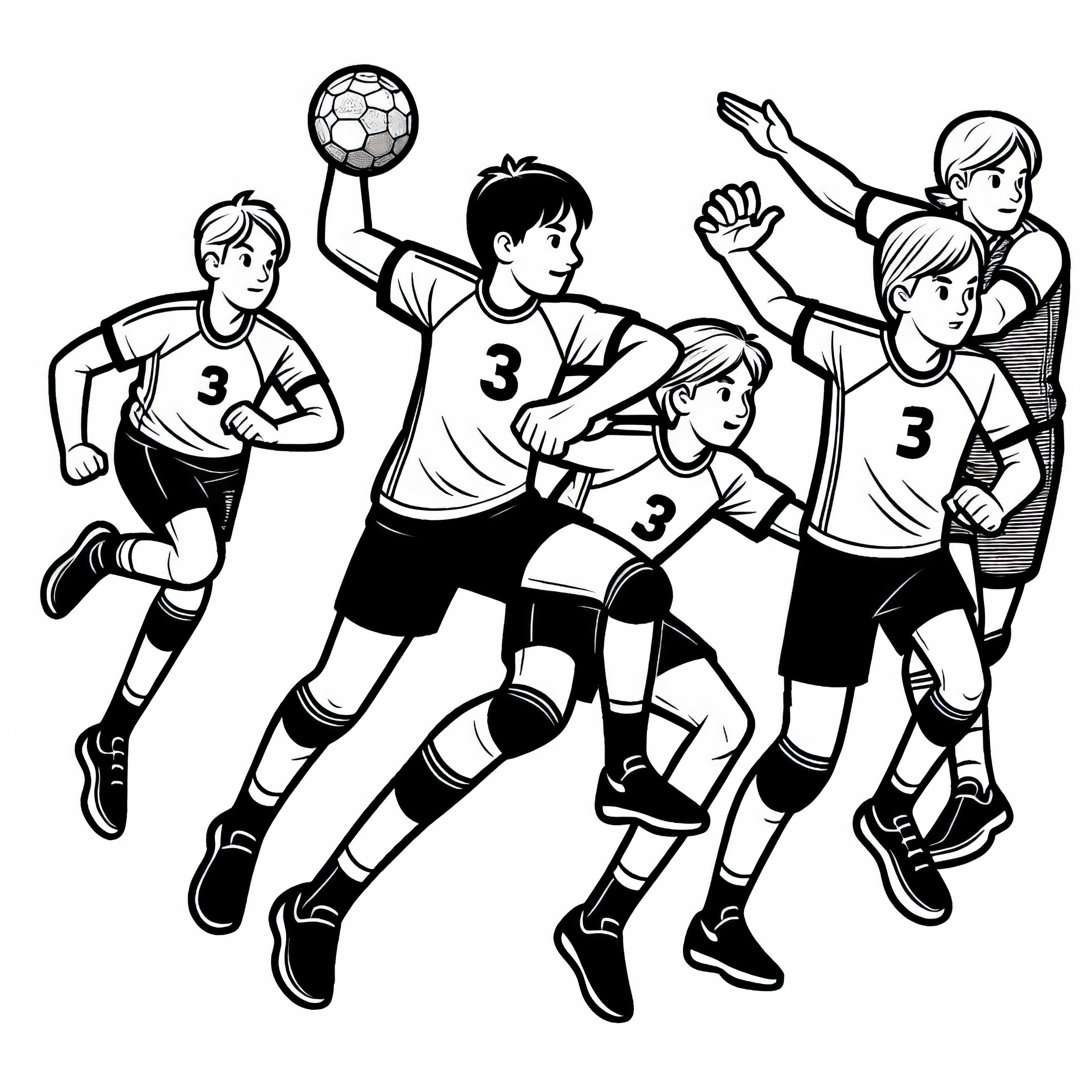 El equipo de balonmano está llevando a cabo un ataque - Dibujo para colorear gratis