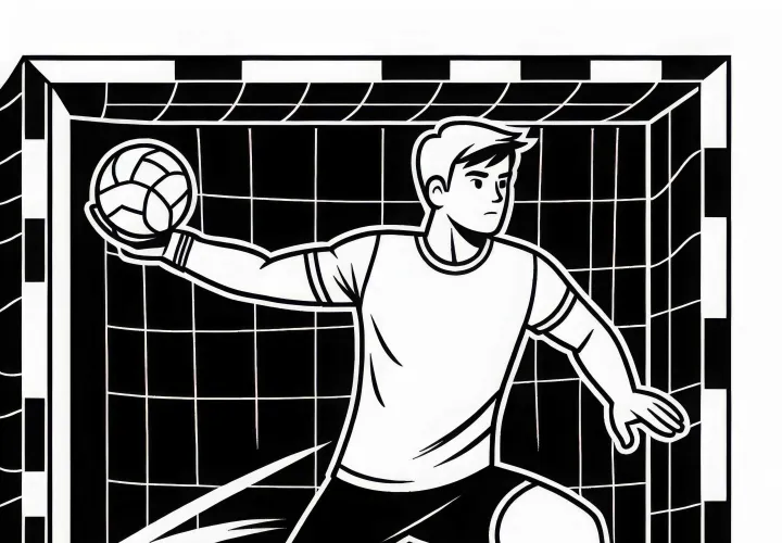 Rankininkas meta kamuolį visa jėga – nemokama piešimo šablonas