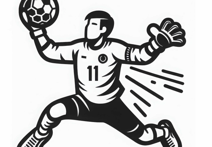 Portero de balonmano hace una parada - Dibujo para colorear fácil y gratis