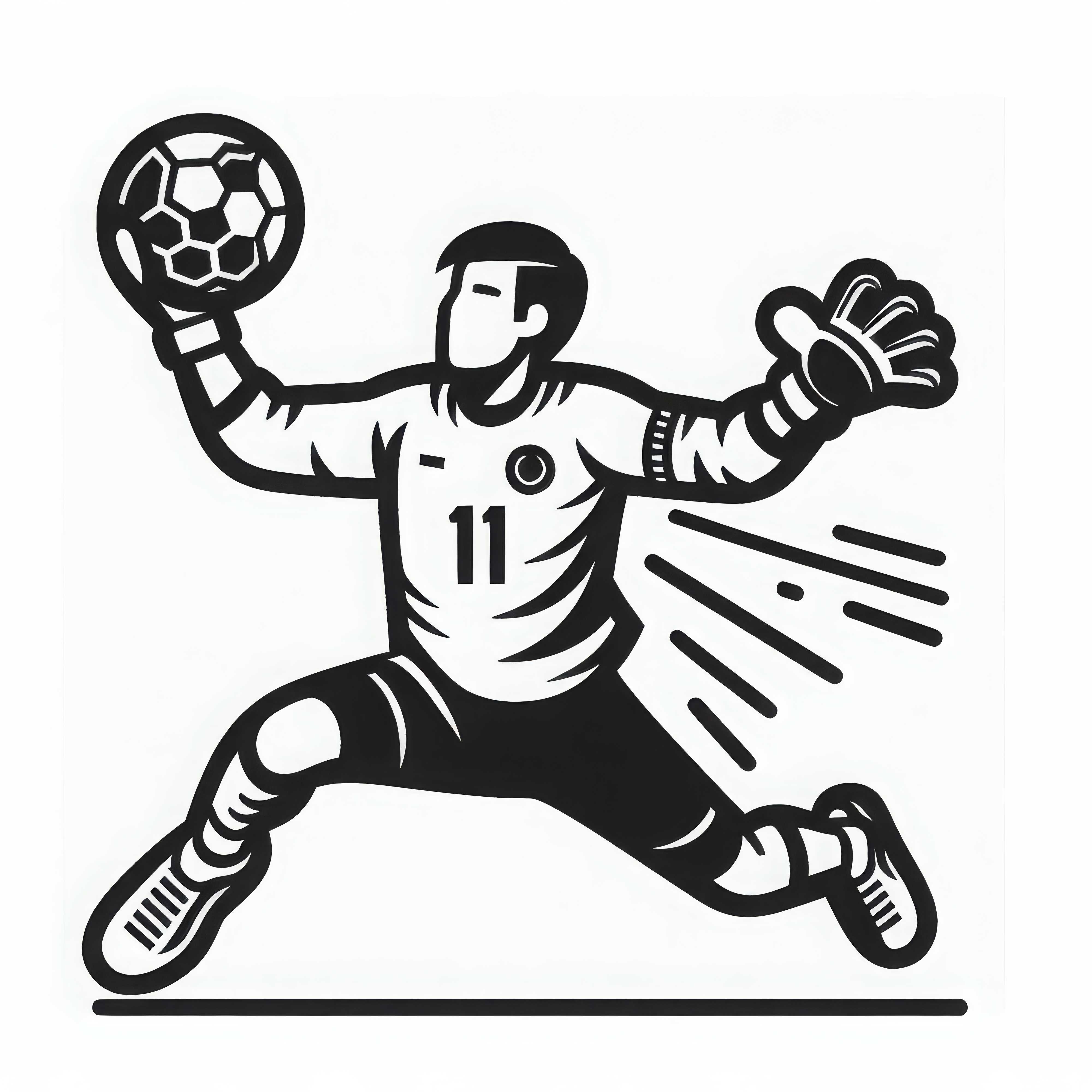 Portero de balonmano hace una parada - Dibujo para colorear gratuito y fácil