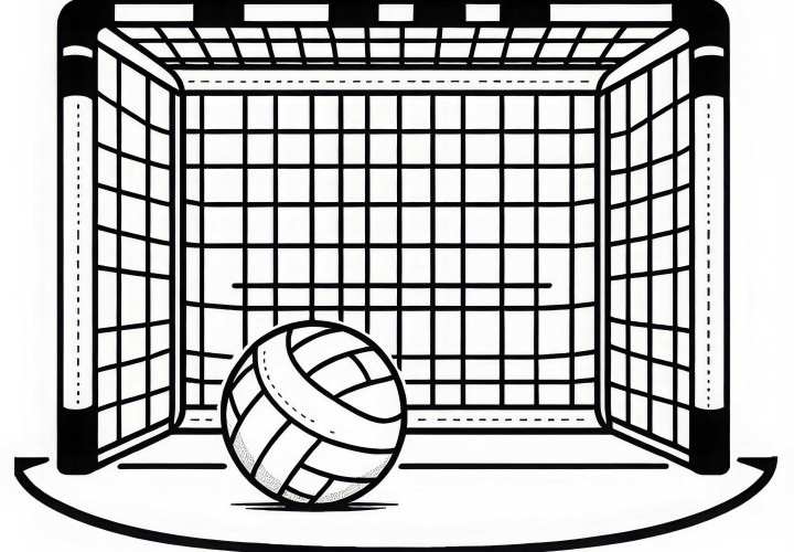 Imagen para colorear de una portería de balonmano - Descarga gratuita