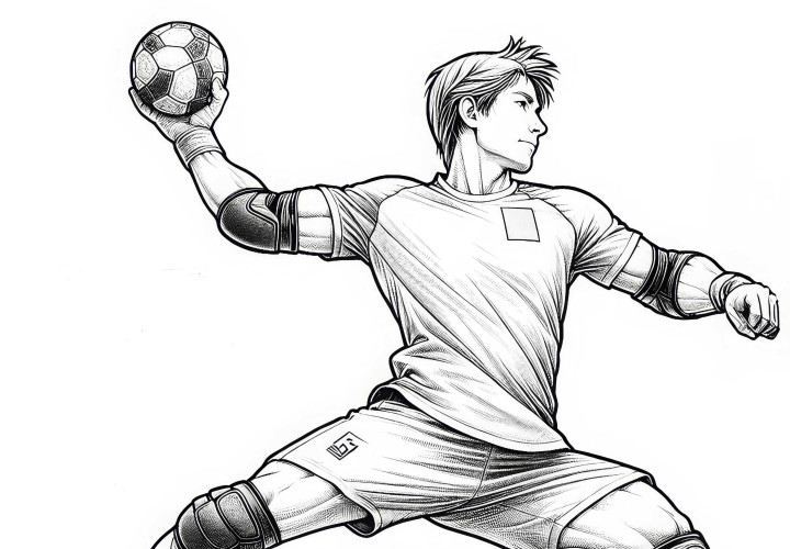 Dibujo para colorear de balonmano detallado gratuito