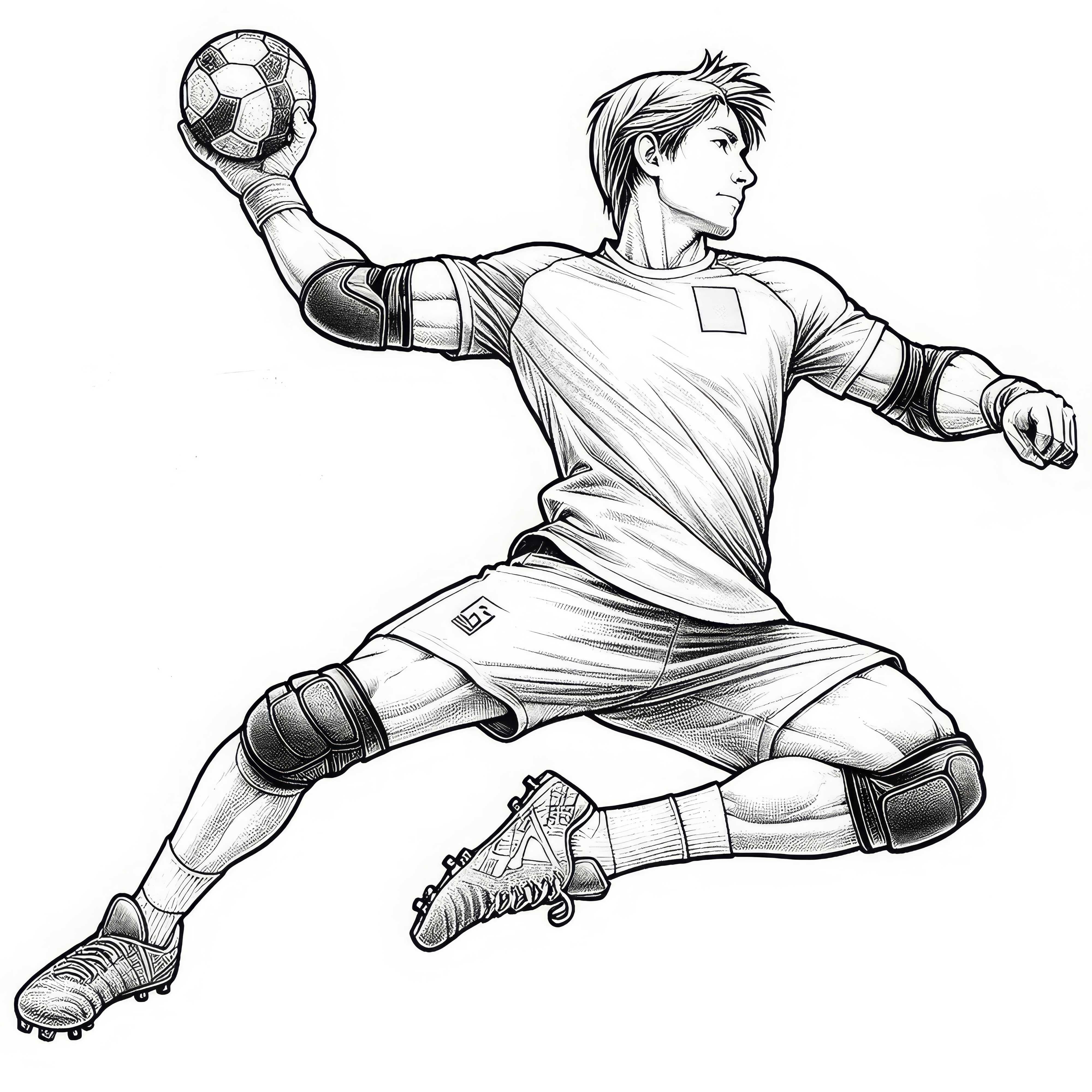 Plantilla de dibujo de balonmano detallada gratuita