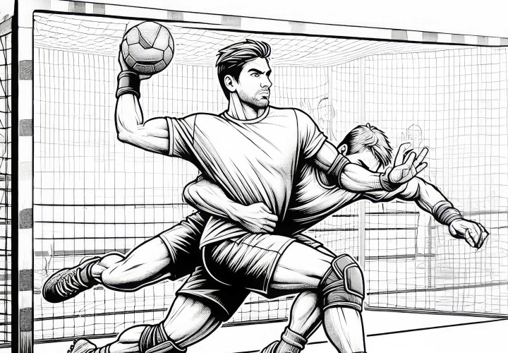 Dibujo para colorear de balonmano: Detallado y gratuito